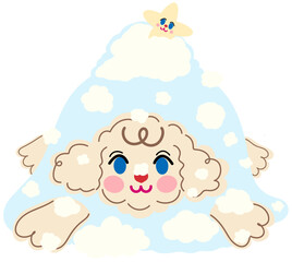 Cute little dog playing the snow