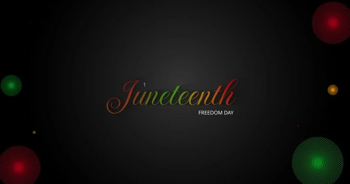 Juneteenth Freedom Day. June 19 African American Liberation Day. Black, red and green. animation 4