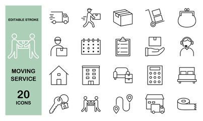 Icon set of moving service
