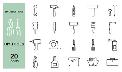Icon set of DIY tools - obrazy, fototapety, plakaty
