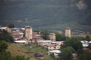 Svanetian towers in Mestia, Upper Svaneti, Georgia