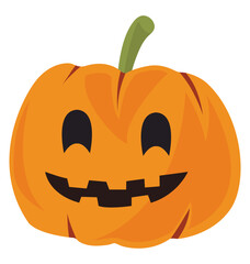 Halloween pumpkin in flat style isolated on white background.