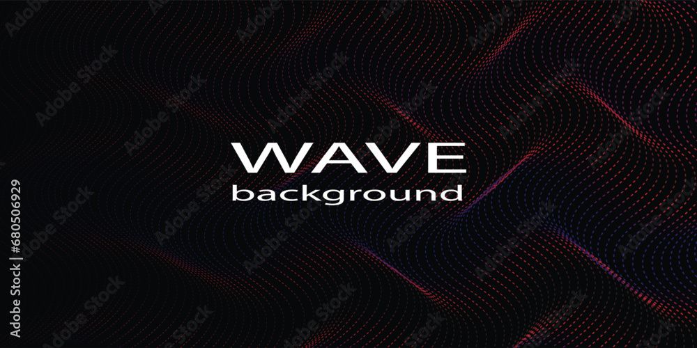 Wall mural dark abstract background with glowing wave. shiny moving lines design element. modern purple blue gr