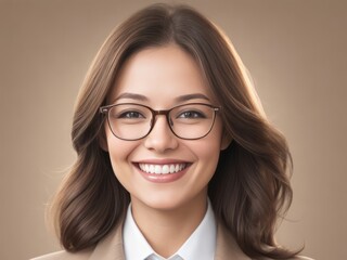 Fototapeta premium Woman with Dark Brown Hair in Corporate Attire