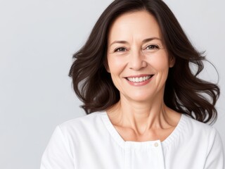 Portrait of a Smiling Woman with Dark Brown Hair