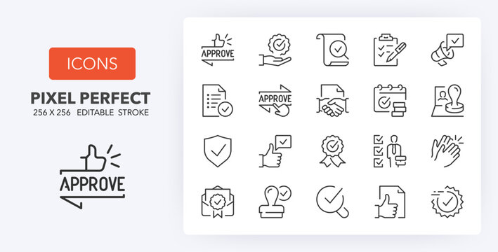 Approval line icons 256 x 256