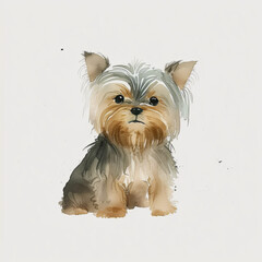 Adorable Yorkshire Terrier Dog Portrait in Watercolor