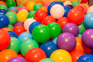 Fototapeta na wymiar many small colorful balls for ball bath