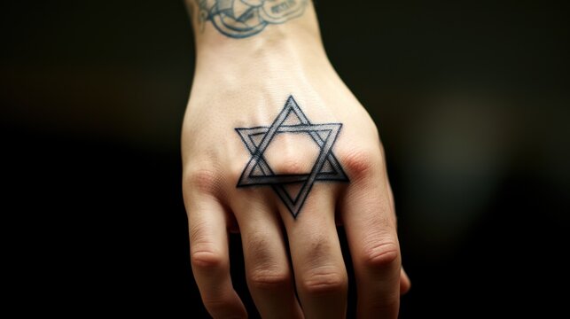 Star of David tattoo on hand