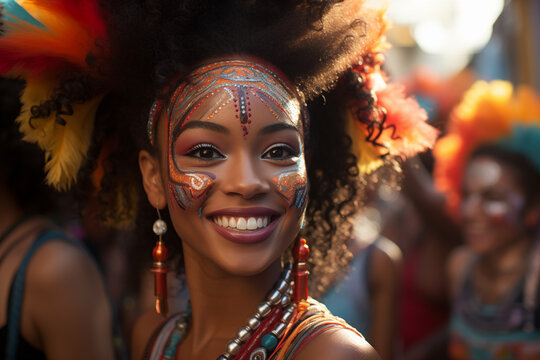A Colombian young woman enjoy Carnavales de Barranquilla
