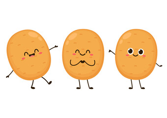 Potato character design. Potato vector. Potato cartoon on white background.