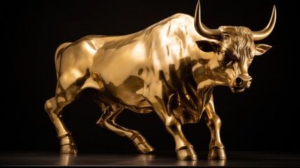 Golden bull statue, stock market symbol 