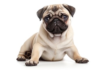 Pug cute dog isolated on white background