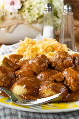 Meatballs with silesian noodles.