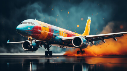 Avión de colores  - obrazy, fototapety, plakaty