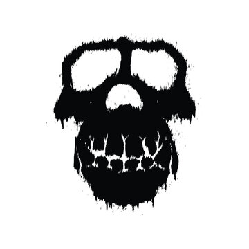 Grunge gorilla skull with splash effects vector illustration. Design element for shirt design, logo, sign, poster, banner, card.