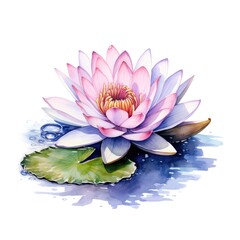 watercolor water lily flower illustration on a white background.