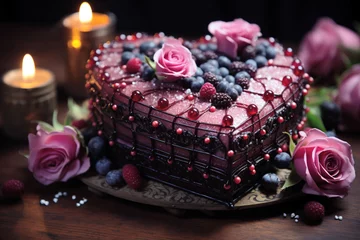 Fotobehang Heart Cake St Valentines Day. Generative AI © AnaIsabel