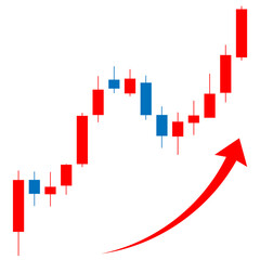 上昇するローソク足のチャート。投資のイメージ素材。
