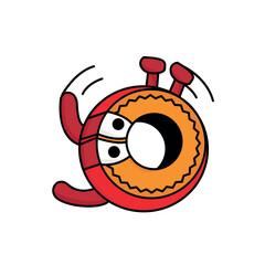 The wheel that turned over is a funny character