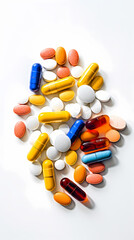 pills drugs and painkiller isolated background