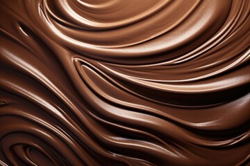 macro texture swirl of brown chocolate ice cream.
