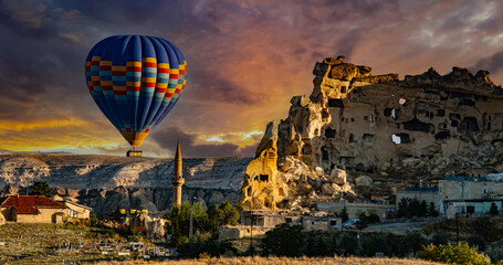Hot air balloons near Cavusin, Cappadocia, Turkey