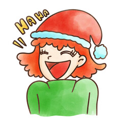 Happy cute Santa elf  girl with Santa red hat smile