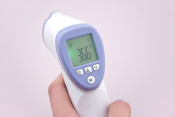 Non-contact digital medical infrared forehead thermometer for temperature measurement.