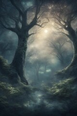 Mystical Forest Moonlight Wallpaper.