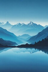 Cerulean Blue Lake Landscape Wallpaper.