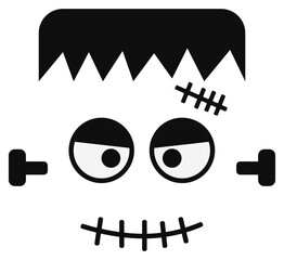 Vector Halloween Faces. Halloween Frankenstein faces silhouettes. Frankenstein face.