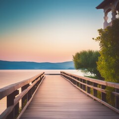 wooden pier at the lake wooden pier at the lake beautiful sunset over the lake