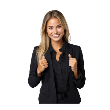 confident moment of a businesswoman  thumbs up gesture