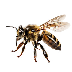 Close up of a bee isolated on white background 