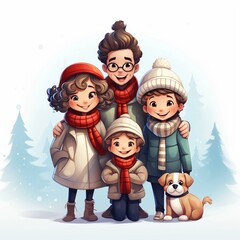Christmas Family Celebration - Heartwarming Illustration of Festive Joy and Togetherness