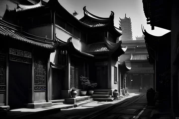 Fototapeten chinese temple at night, Generative AI © 수호 이