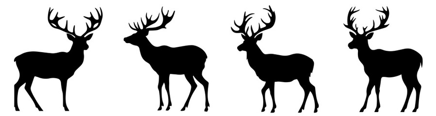 Reindeer or Antler Silhouettes for Essential Graphic Designs and Festive or Christmas Designs