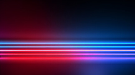 Red, purple and blue neon lights create a sleek, contrasting glow in an abstract setting.