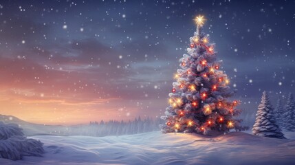 Beautiful Christmas and New Year's background with decorated Christmas tree