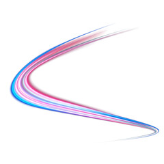 Blue and red neon wavy lines. Red blue special effect, speed police line. Magic of moving fast lines. Laser beams. Particle motion effect. Acceleration speed motion on night road. PNG.