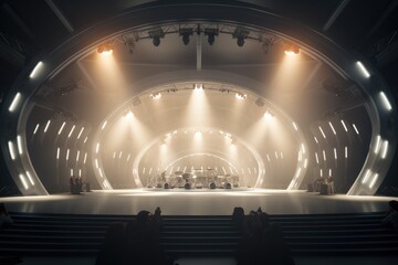 A music stage with audience having fun, Modern design.