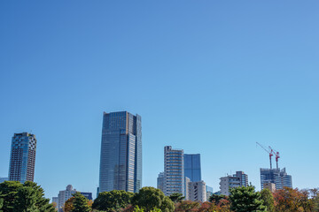 東京港区南青山2丁目から望む赤坂の都市風景
