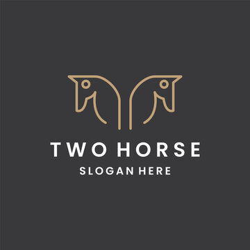 two horse logo template vector illustration design