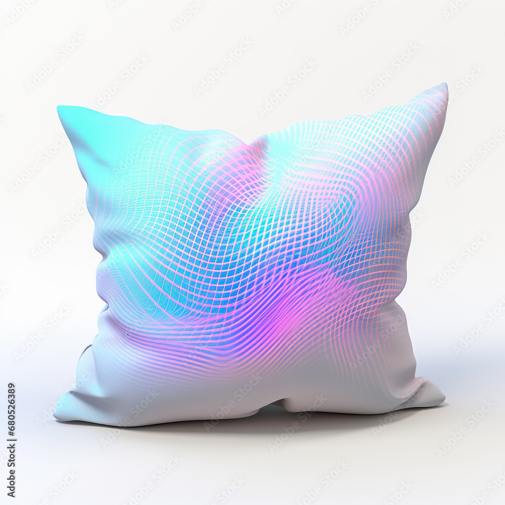 Poster Holographic of pillow. Holographic textured. Iridescent rainbow foil.