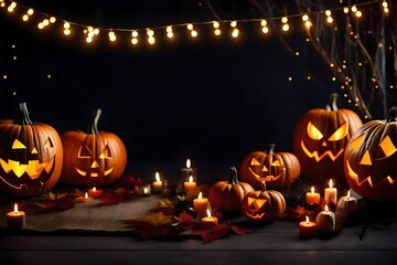 A dazzling and polished Trick or Treat party with elaborately carved pumpkins, shimmering fairy lights, and a mystical aura, reminiscent of a Halloween wonderland.