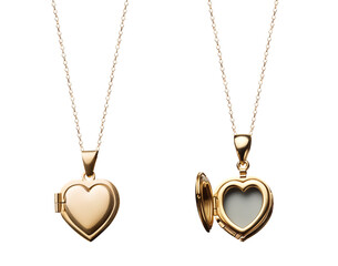 Locket and chain - Heart shaped - open and closed locket - Powered by Adobe