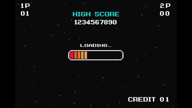 LOADING .pixel art .8 bit game. retro game. for game assets.