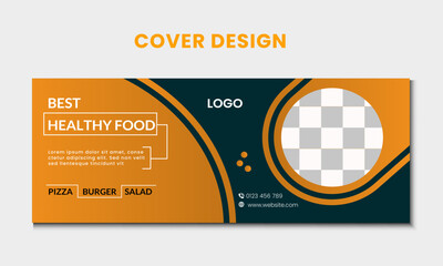 Food and restaurant web banner template. horizontal advertising web banner template. Food facebook cover header for social media and website advertisement