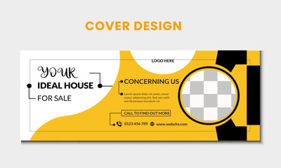 Furniture sale facebook cover page design, web banner for furniture product promotion, sale banner template